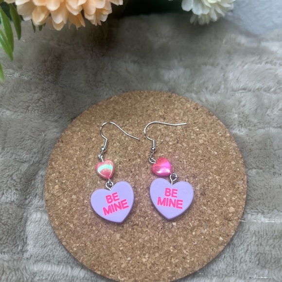 Purple Be Mine Valentine’s day Dangle Earrings - Picture 1 of 3